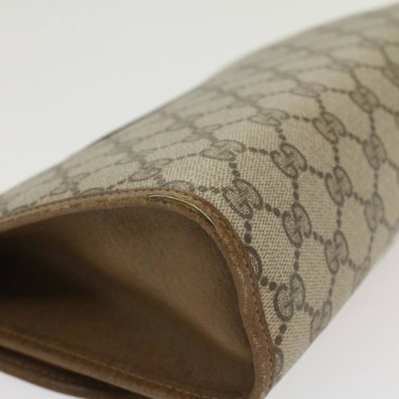 GUCCI GG Canvas Web Sherry Line Clutch Bag PVC Leather Beige Red Auth 45603 - Picture 16 of 16